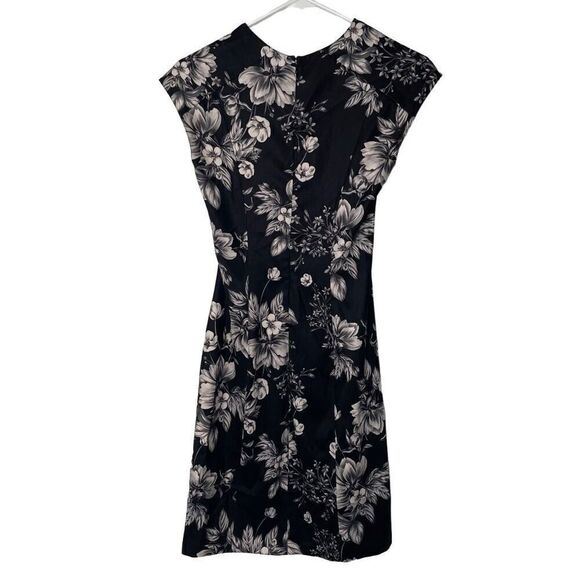 Sachin & Babi Womens Floral Sheath Dress 2 Black White Floral Cap Sleeve Demure - Picture 2 of 7